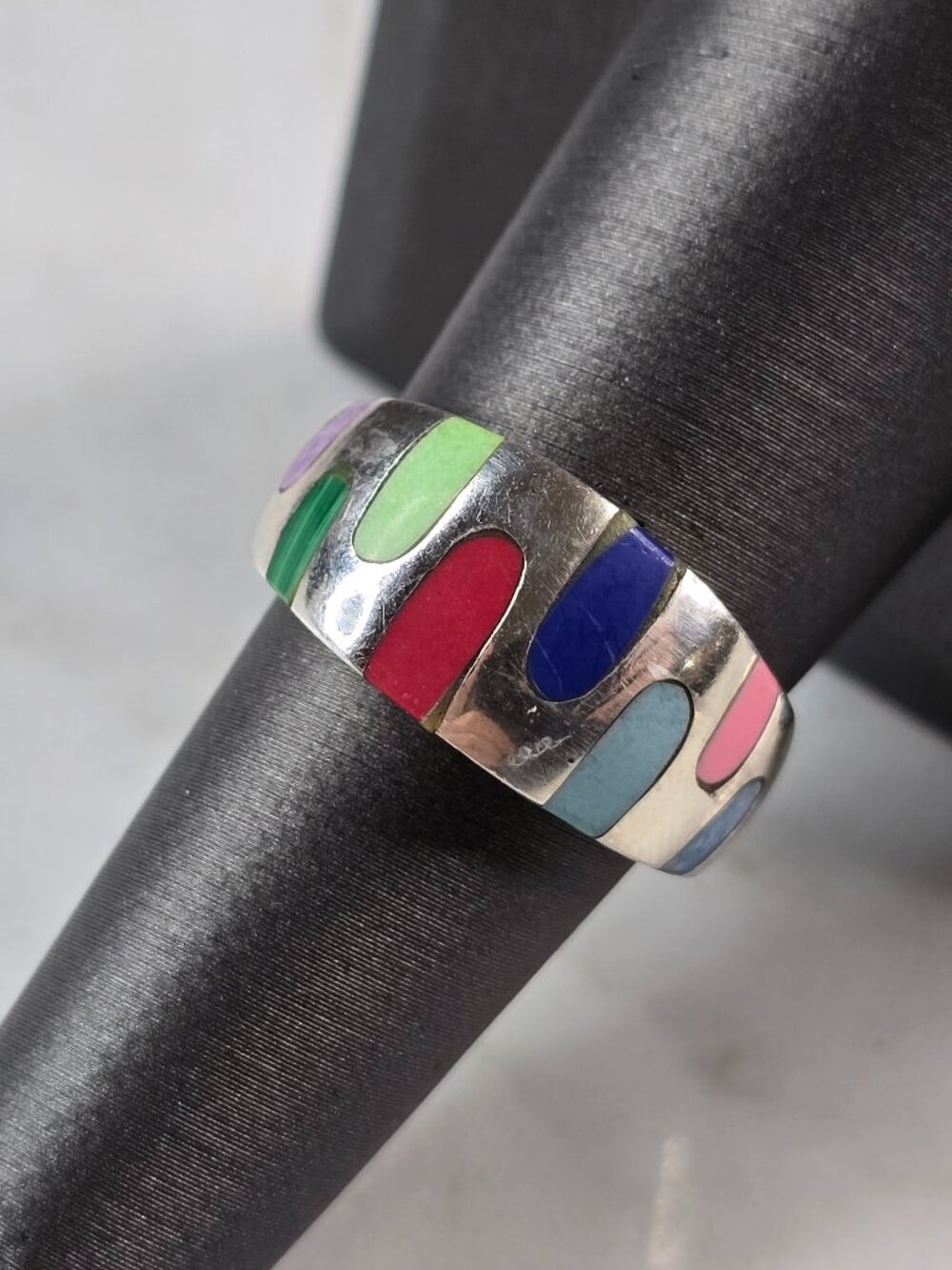 Womens Vintage Estate Sterling Silver Modernist Ring 3.6g E4169